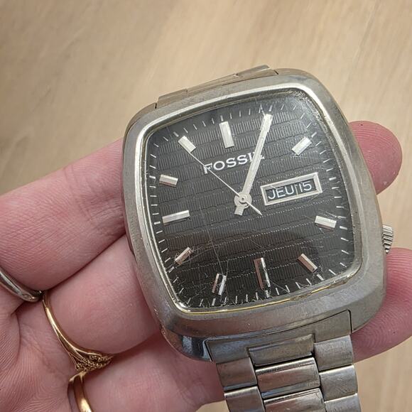 Fossil Arkitekt Silver Stainless Steel Rectangular Water Resistant Analog Watch - Picture 5 of 7